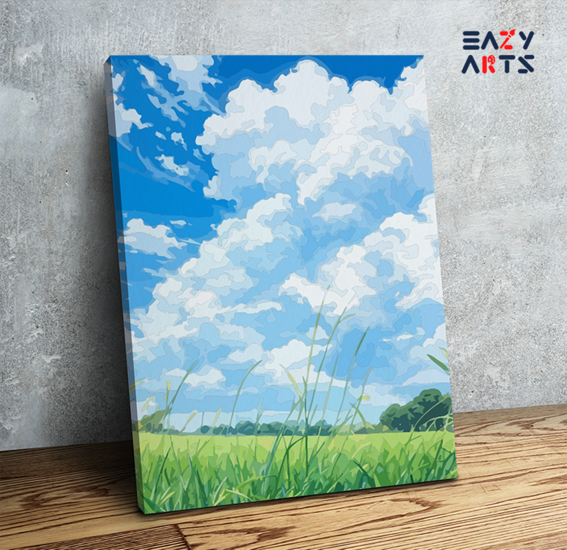 DIY Paint by numbers kit - Sunny Field and Sky Paint by Numbers Kit