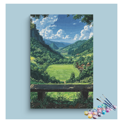 DIY Painting Kit -Valley Soccer Field Landscape Paint by Numbers Kit