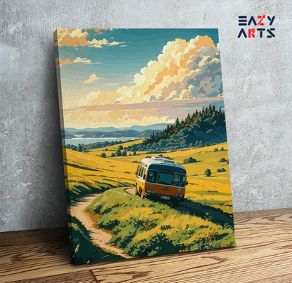 DIY Paint by numbers kit - Countryside Road Trip Paint by Numbers Kit