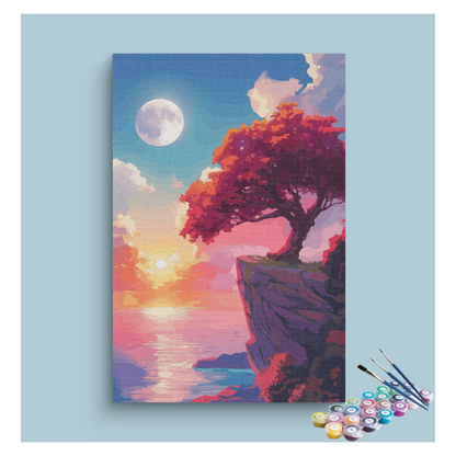 DIY Painting Kit -Moonlit Sunset Cliff Paint by Numbers Kit