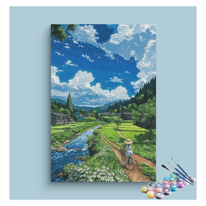 DIY Painting Kit -Countryside Bike Ride Paint by Numbers Kit