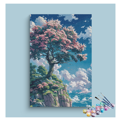 DIY Painting Kit -Blossoming Tree on Cliff Paint by Numbers Kit