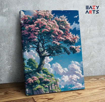DIY Paint by numbers kit - Blossoming Tree on Cliff Paint by Numbers Kit