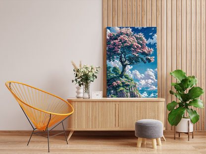 DIY PBN Kit - Blossoming Tree on Cliff Paint by Numbers Kit