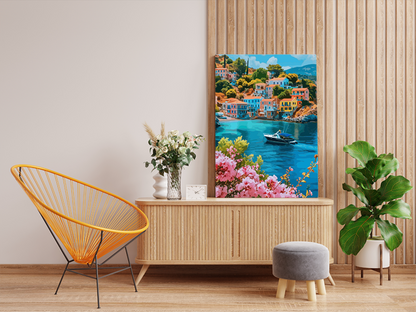 DIY PBN Kit - Colorful Coastal Village Paint by Numbers Kit