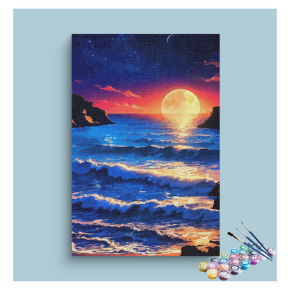 DIY Painting Kit -Moonlit Ocean Waves Paint by Numbers Kit
