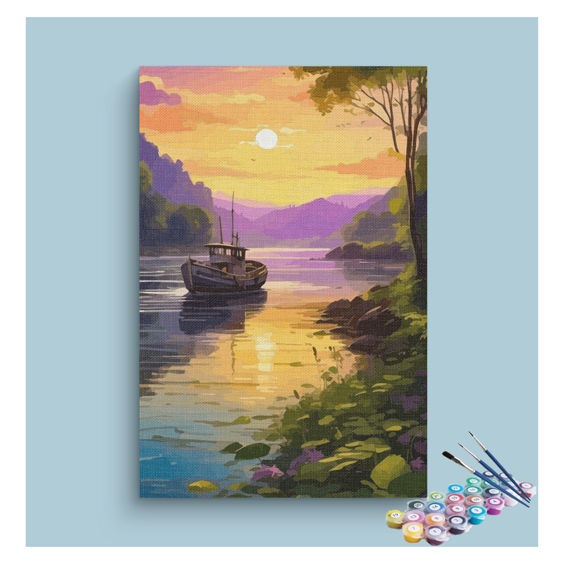 DIY Painting Kit -Sunset River Serenity Paint by Numbers Kit