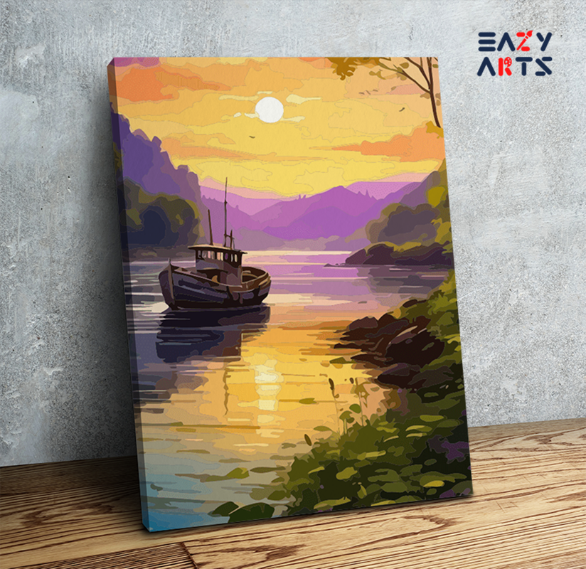 DIY Paint by numbers kit - Sunset River Serenity Paint by Numbers Kit