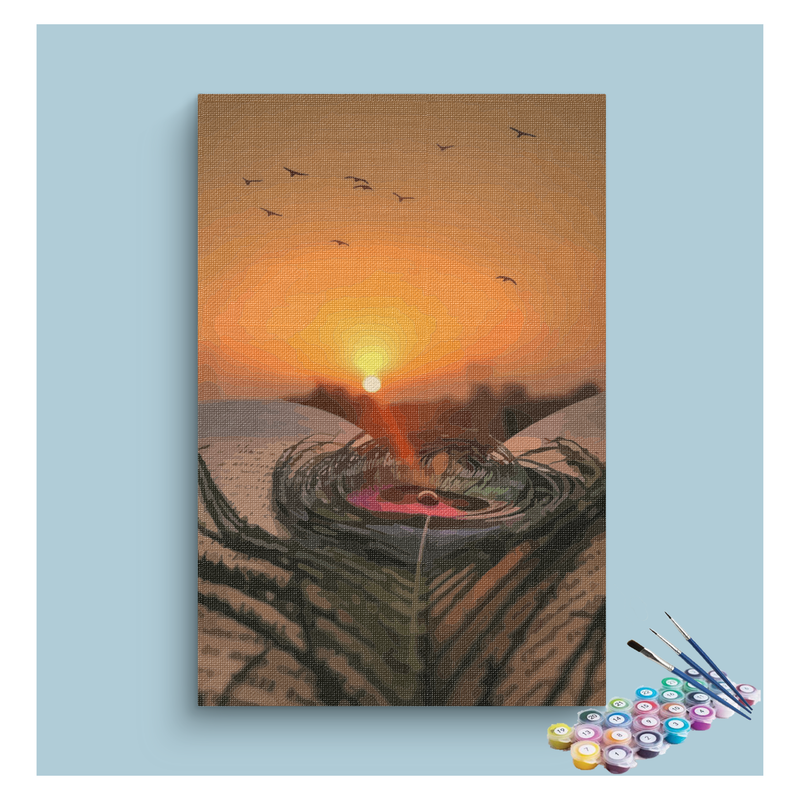 DIY Painting Kit -Peacock Feather Sunset Paint by Numbers Kit