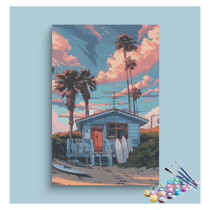 DIY Painting Kit -Beachside Surf Shack Paint by Numbers Kit