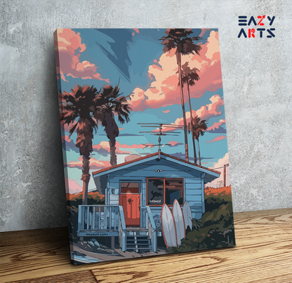 DIY Paint by numbers kit - Beachside Surf Shack Paint by Numbers Kit