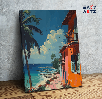 DIY Paint by numbers kit - Tropical Coastal Escape Paint by Numbers Kit