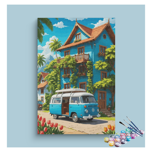 DIY Painting Kit -Sunny Getaway Van Life Paint by Numbers Kit