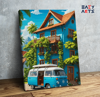 DIY Paint by numbers kit - Sunny Getaway Van Life Paint by Numbers Kit