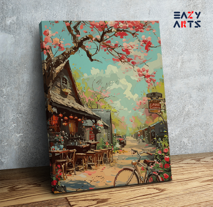 DIY Paint by numbers kit - Charming Village Café Paint by Numbers Kit