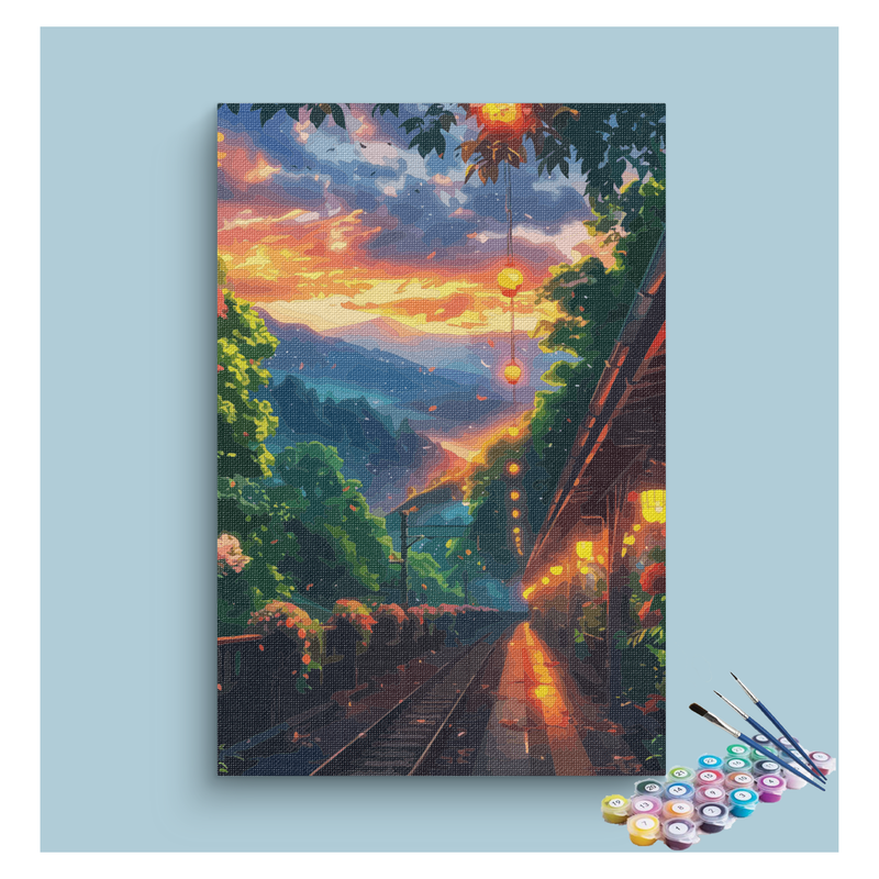 DIY Painting Kit -Evening Lantern Railway Paint by Numbers Kit