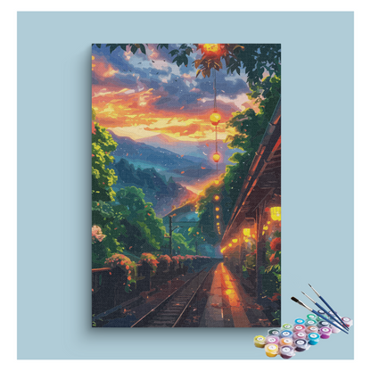 DIY Painting Kit -Evening Lantern Railway Paint by Numbers Kit