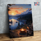 DIY Paint by numbers kit - Lakeside Sunset Campfire Paint by Numbers Kit