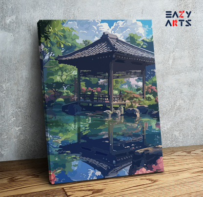 DIY Paint by numbers kit - Tranquil Garden Pavilion Paint by Numbers Kit