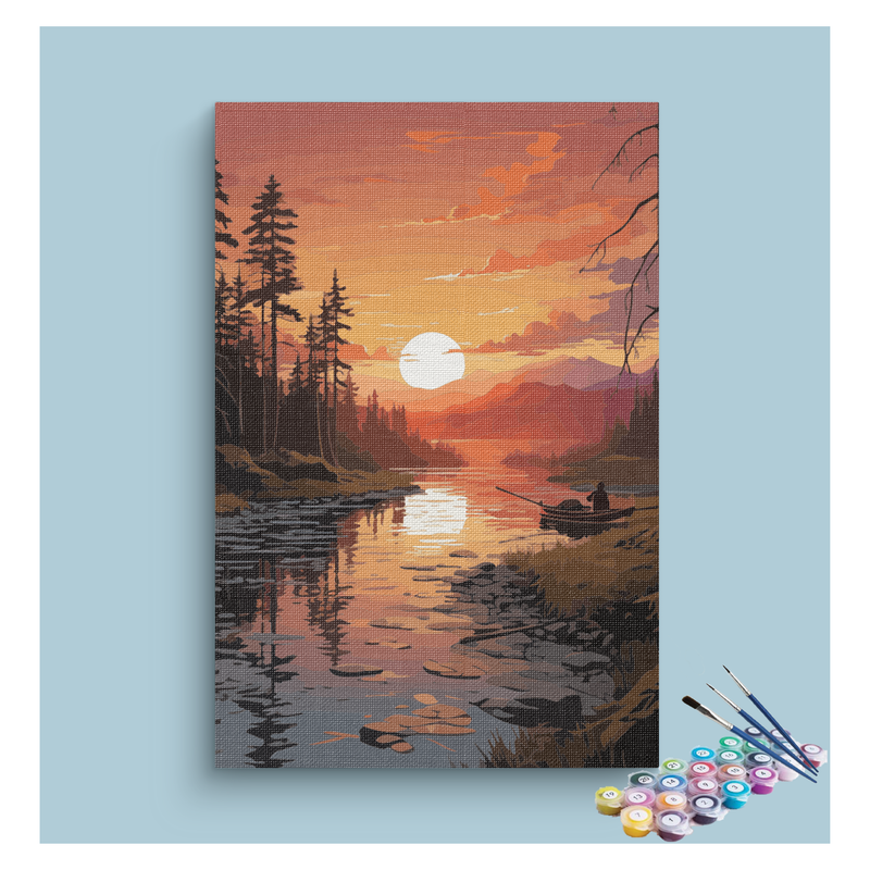 DIY Painting Kit -River Sunset Serenity Paint by Numbers Kit