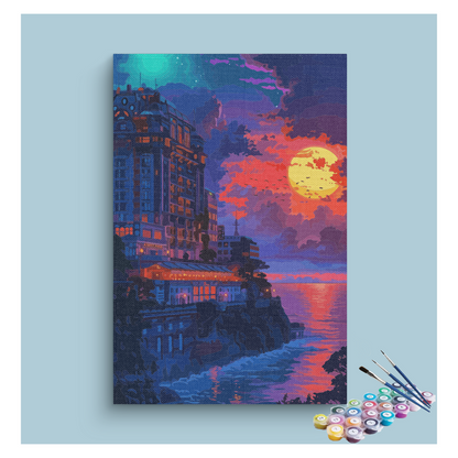DIY Painting Kit -Seaside Sunset Glow Paint by Numbers Kit