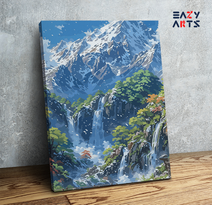 DIY Paint by numbers kit - Majestic Mountain Falls Paint by Numbers Kit