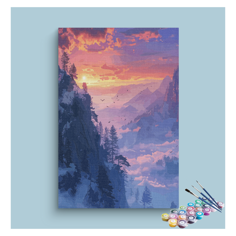 DIY Painting Kit -Tranquil Mountain Sunrise Paint by Numbers Kit