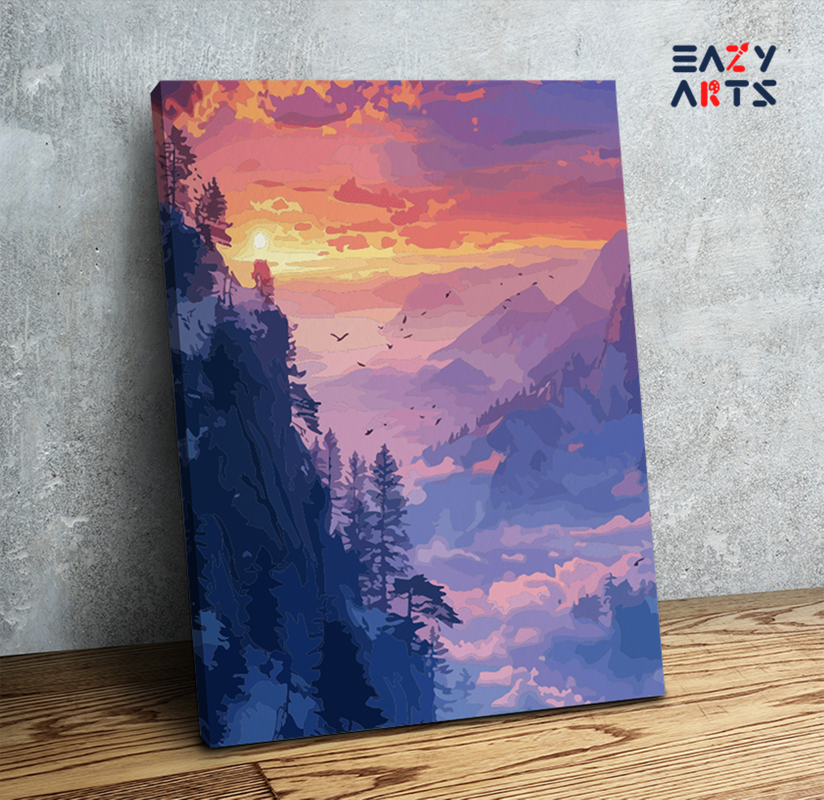 DIY Paint by numbers kit - Tranquil Mountain Sunrise Paint by Numbers Kit