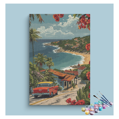 DIY Painting Kit -Retro Coastal Drive Paint by Numbers Kit