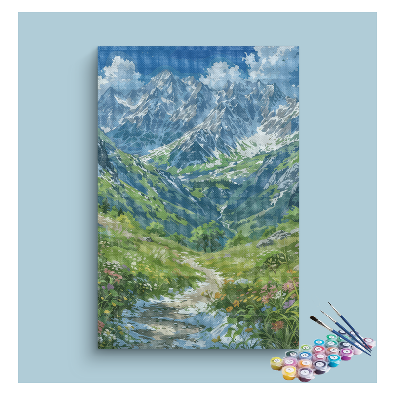 DIY Painting Kit -Alpine Mountain Trail Paint by Numbers Kit