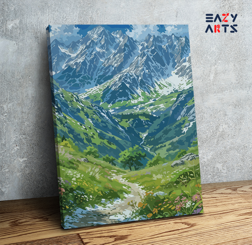 DIY Paint by numbers kit - Alpine Mountain Trail Paint by Numbers Kit