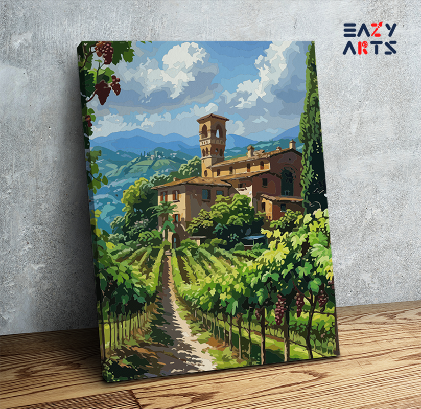 DIY Paint by numbers kit - Tuscan Vineyard Villa Paint by Numbers Kit