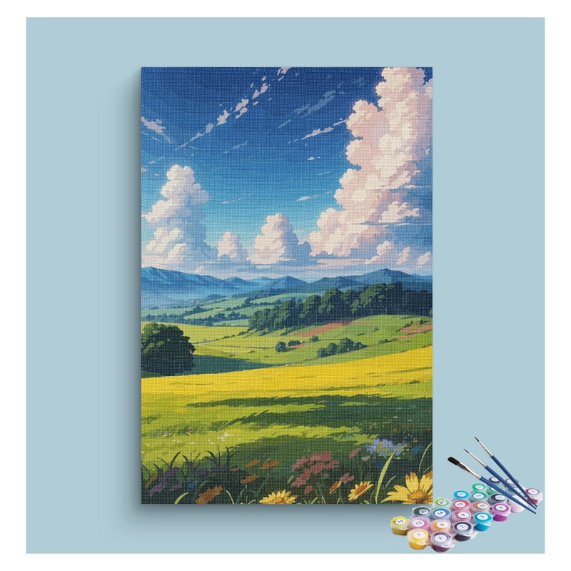 DIY Painting Kit -Golden Fields and Blue Sky Paint by Numbers Kit