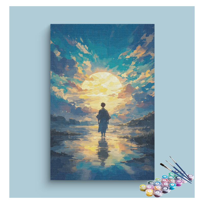 DIY Painting Kit -Sunset Reflection Silhouette Paint by Numbers Kit