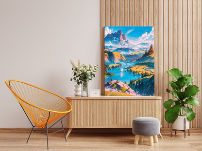 DIY PBN Kit - Mountain Valley River Landscape Paint by Numbers Kit