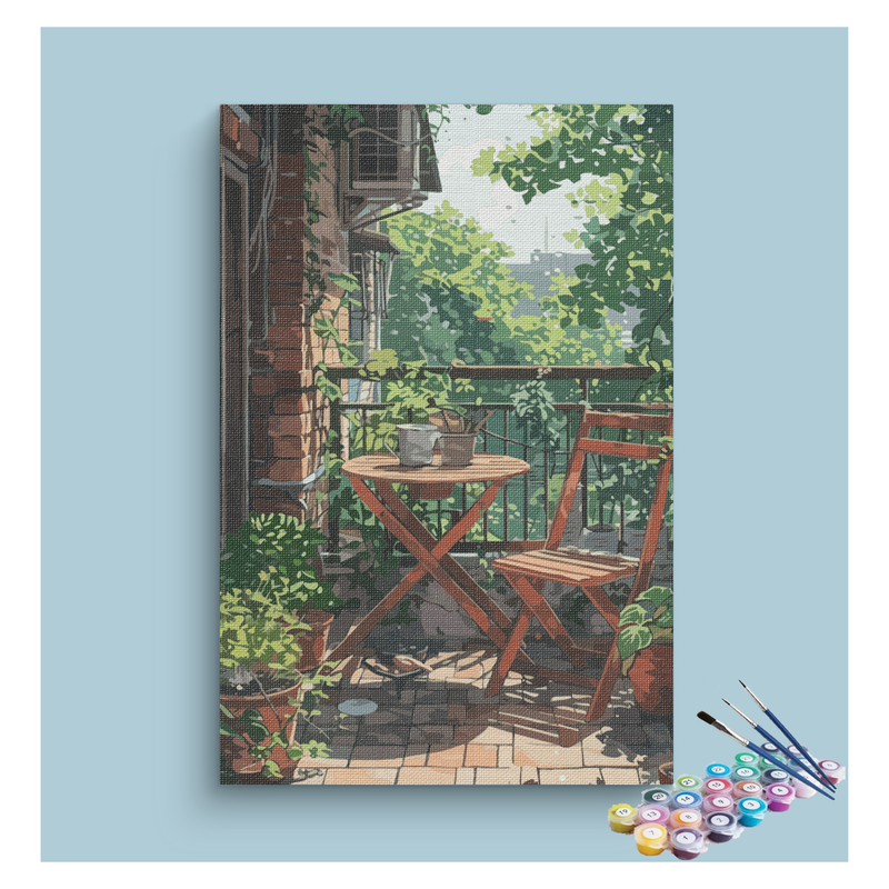 DIY Painting Kit -Cozy Balcony Garden Paint by Numbers Kit