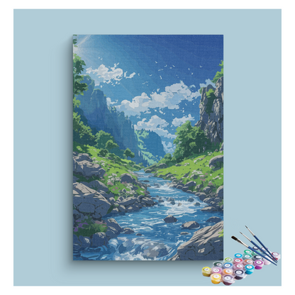 DIY Painting Kit -Mountain Stream and Valley Paint by Numbers Kit