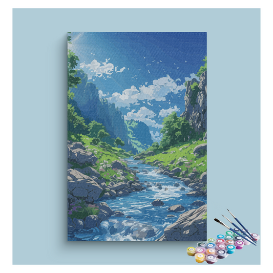 DIY Painting Kit -Mountain Stream and Valley Paint by Numbers Kit