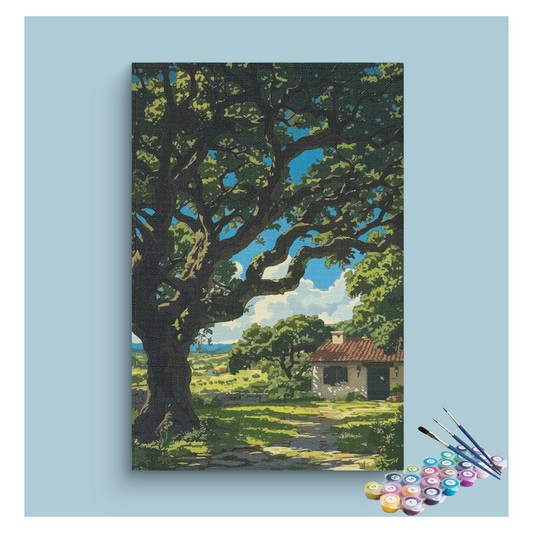 DIY Painting Kit -Tranquil Countryside Cottage Paint by Numbers Kit