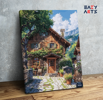 DIY Paint by numbers kit - Charming Stone Cottage Paint by Numbers Kit