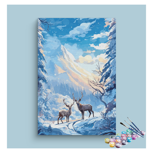 DIY Painting Kit -Winter Forest Deer Scene Paint by Numbers Kit