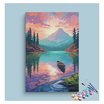 DIY Painting Kit -Serene Mountain Lake at Sunset Paint by Numbers Kit