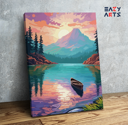 DIY Paint by numbers kit - Serene Mountain Lake at Sunset Paint by Numbers Kit