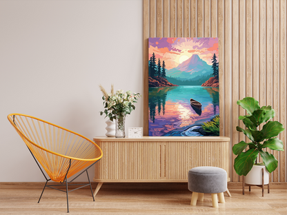 DIY PBN Kit - Serene Mountain Lake at Sunset Paint by Numbers Kit