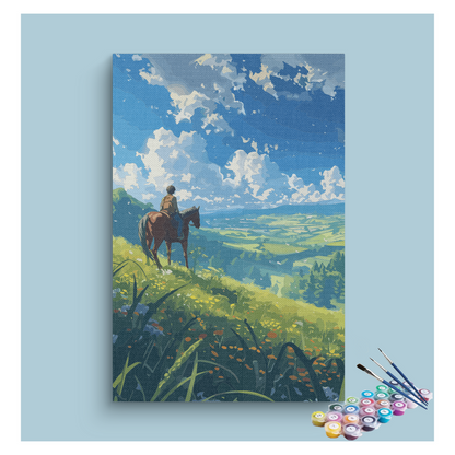 DIY Painting Kit -Horseback Rider in Scenic Valley Paint by Numbers Kit
