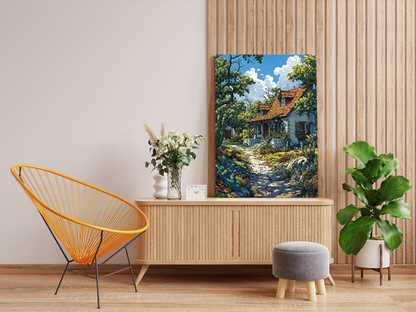 DIY PBN Kit - Rustic Cottage with Garden Path Paint by Numbers Kit