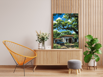 DIY PBN Kit - Charming Villa with Vintage Car Paint by Numbers Kit