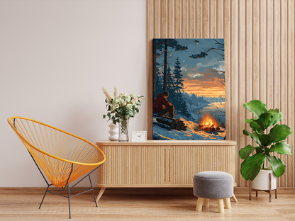 DIY PBN Kit - Winter Campfire at Sunset Paint by Numbers Kit