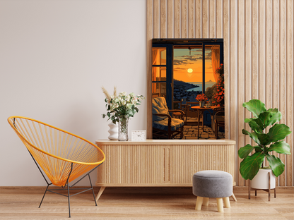 DIY PBN Kit - Golden Sunset View: Balcony and Horizon Paint by Numbers Kit