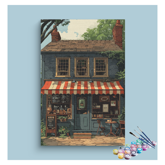 DIY Painting Kit -Vintage Street Café Paint by Numbers Kit